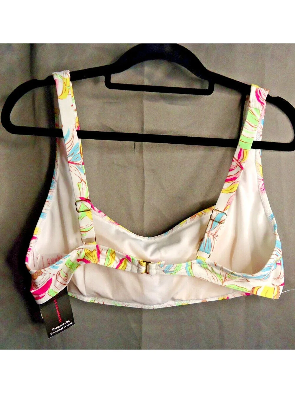 No Boundaries Square Neck Palm Leaf Bikini Swim Top Size Juniors XL (15-17) NWT
